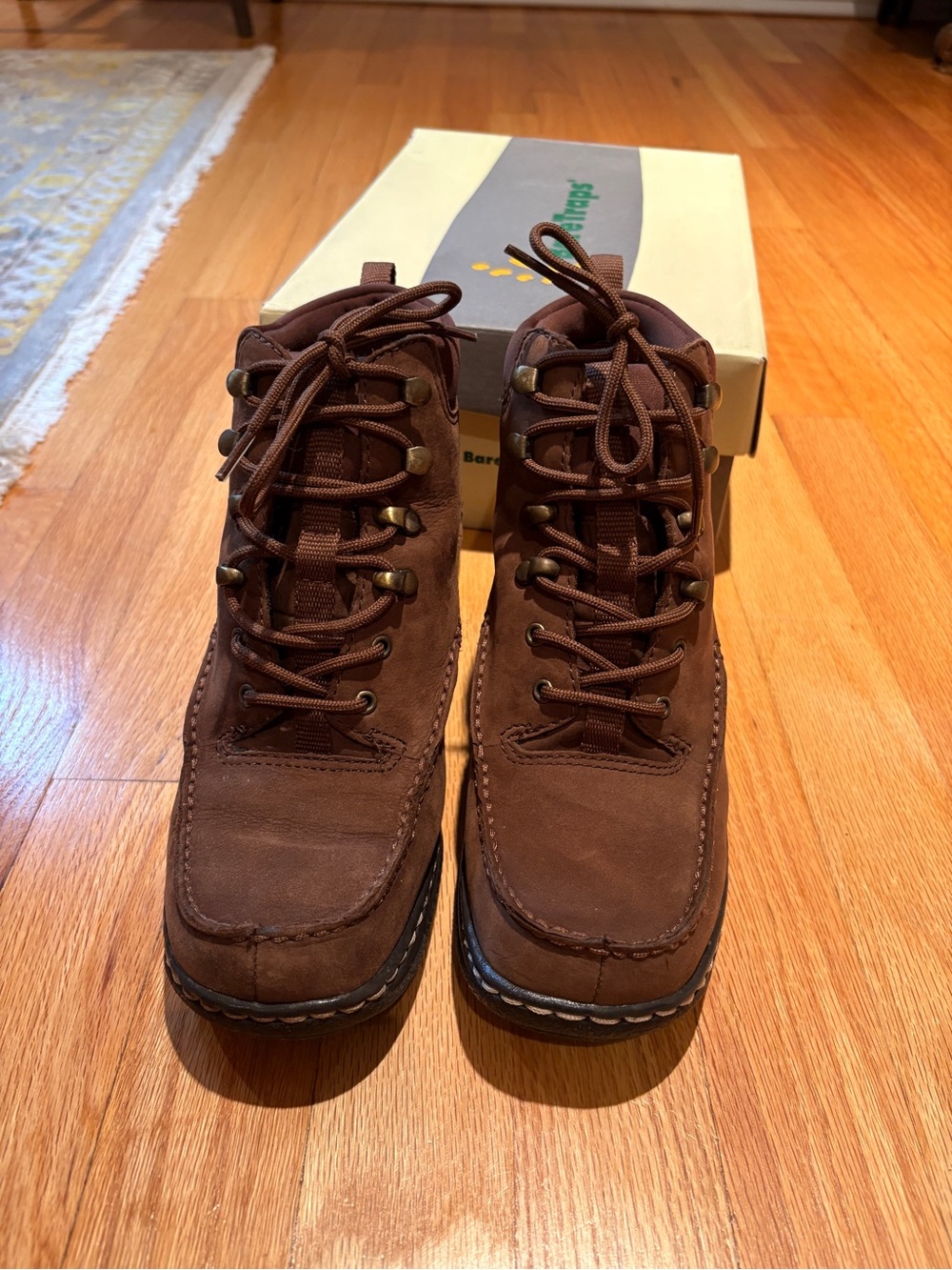 BareTraps Brown Lace-Up Moc Toe Women’s Boots